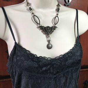 Steampunk Winged Gear Goth Necklace